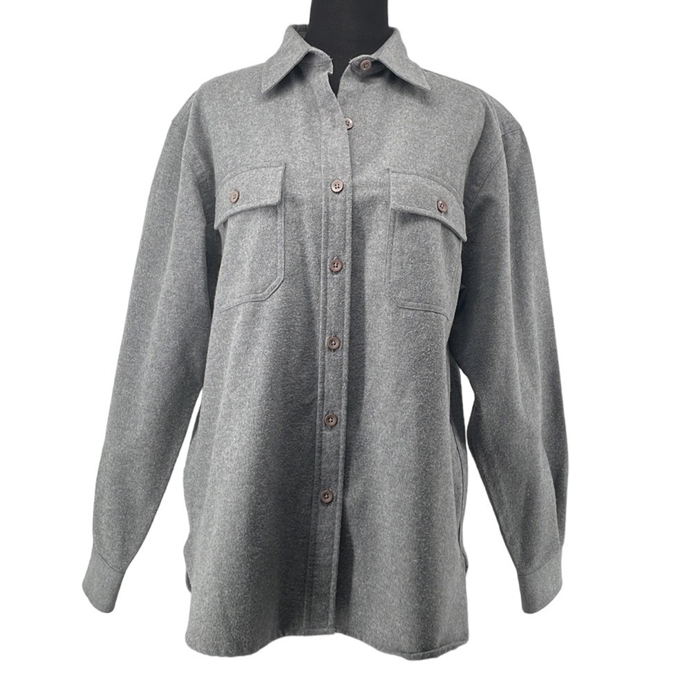 Women's Gray Button-Front Shacket Jacket